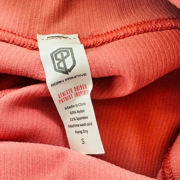 Born Primitive Ribbed Crop Coral Pink Size Small High Rise Gym Yoga Crossfit - Picture 3 of 5